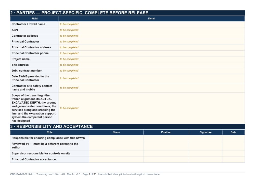 Trenching over 1.5m SWMS — page 2