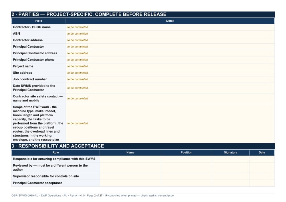 EWP Operations SWMS — page 2