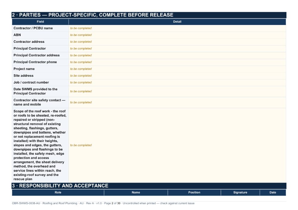 Roofing and Roof Plumbing SWMS — page 2