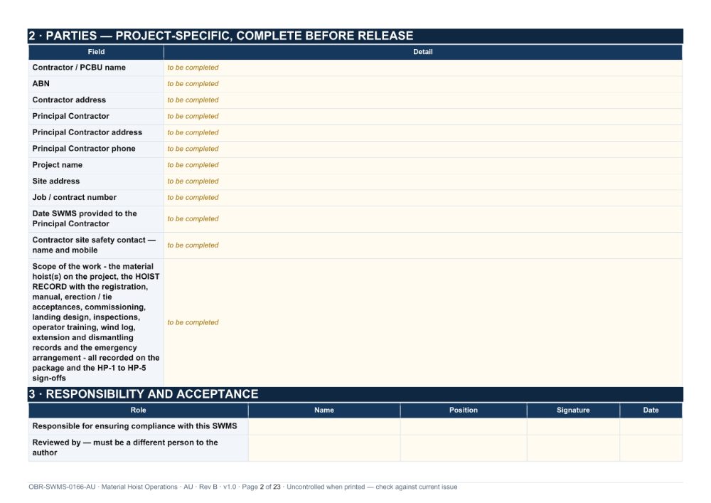 Material Hoist Operations SWMS — page 2
