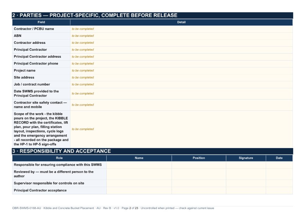 Kibble and Concrete Bucket Placement SWMS — page 2
